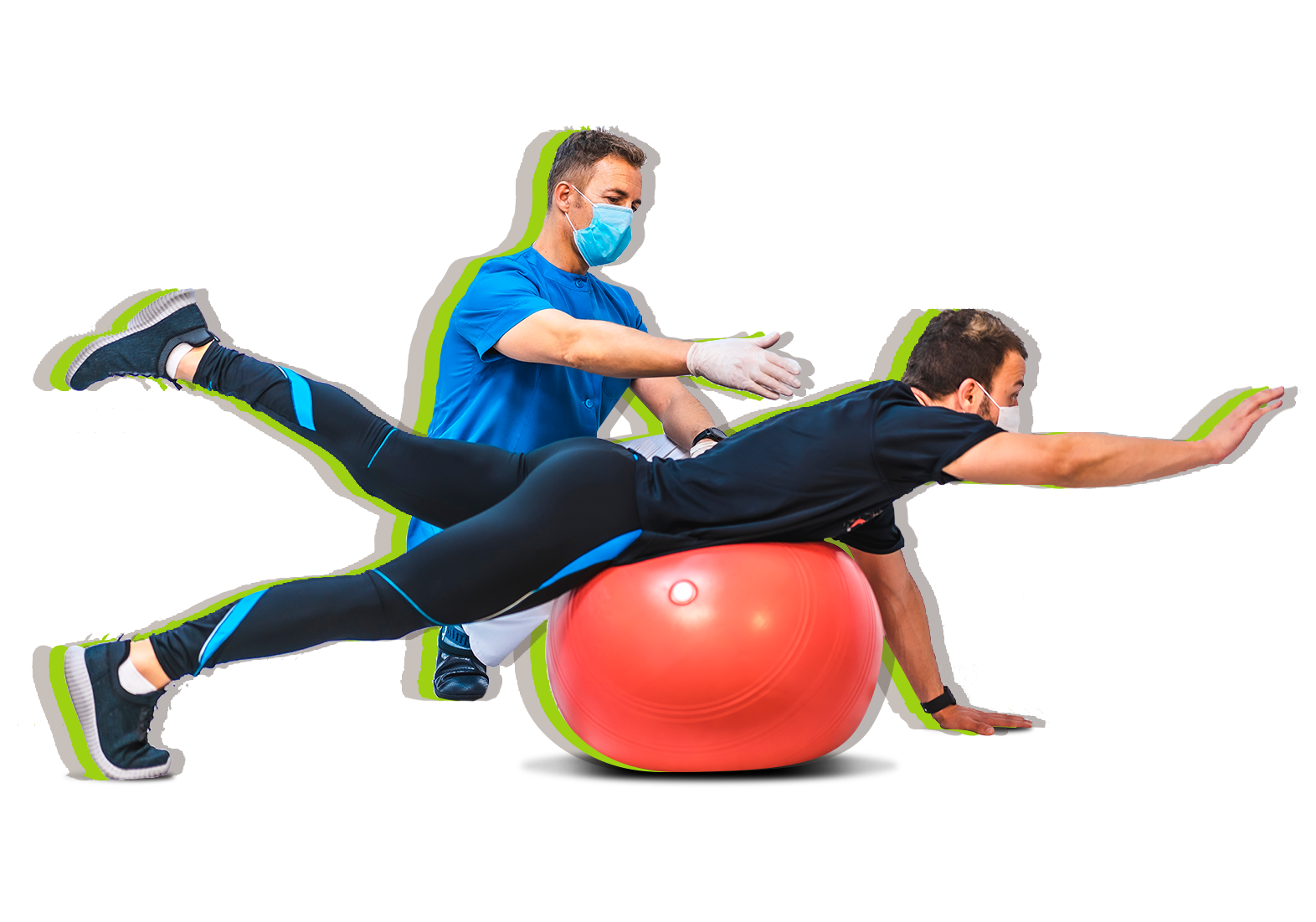 stock-photo-physiotherapist-with-mask-and-a-patient-stretching-on-a-ball-physiotherapy-with-protective-1738551911